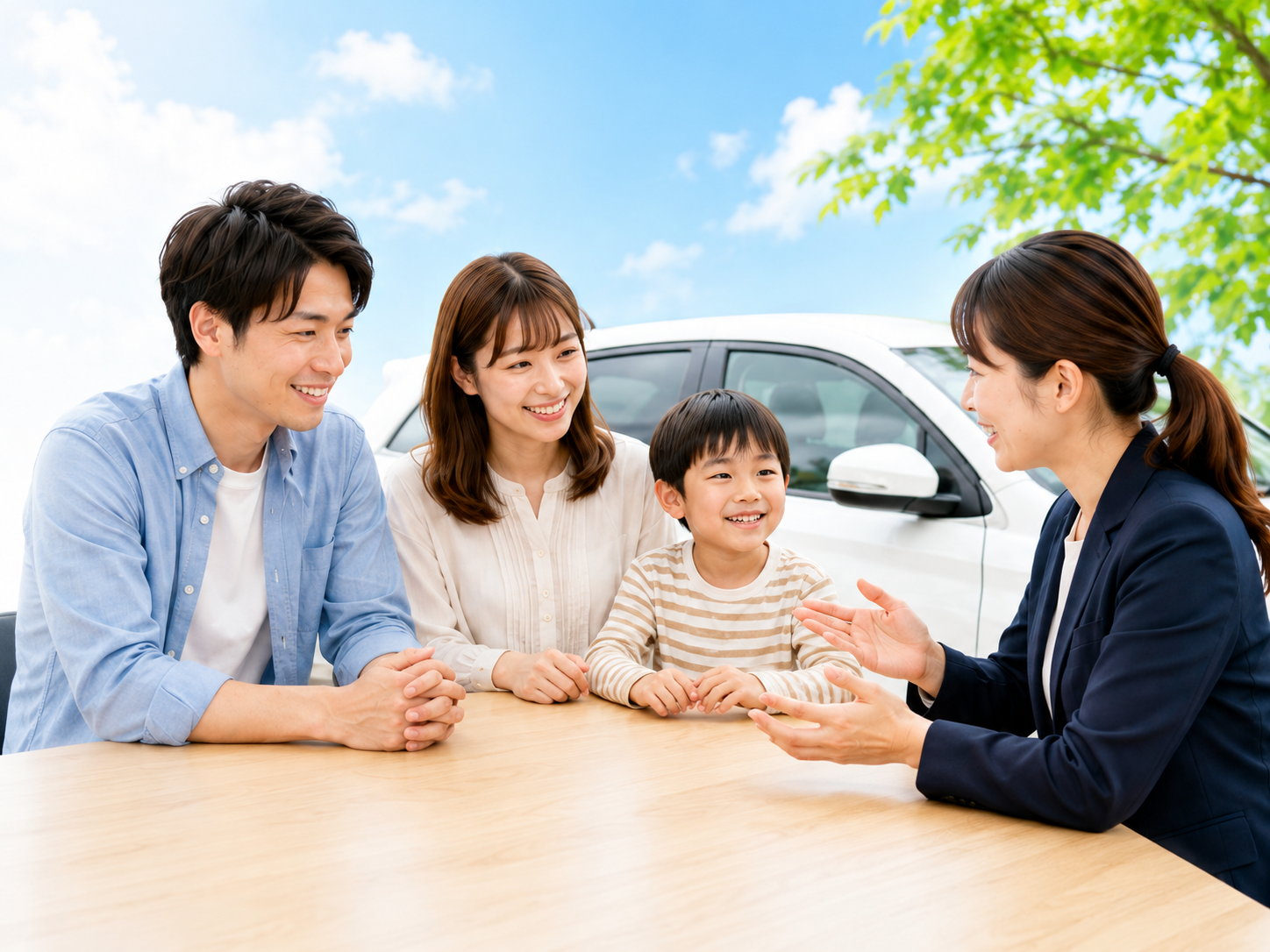 スタッフにローンの相談をするご家族
